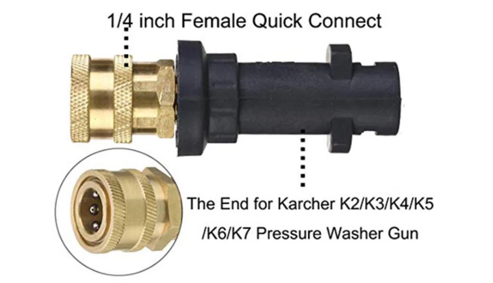 Adapter to fit Karcher twist lock and adapt for universal quick release suitable fro foam cannons etc